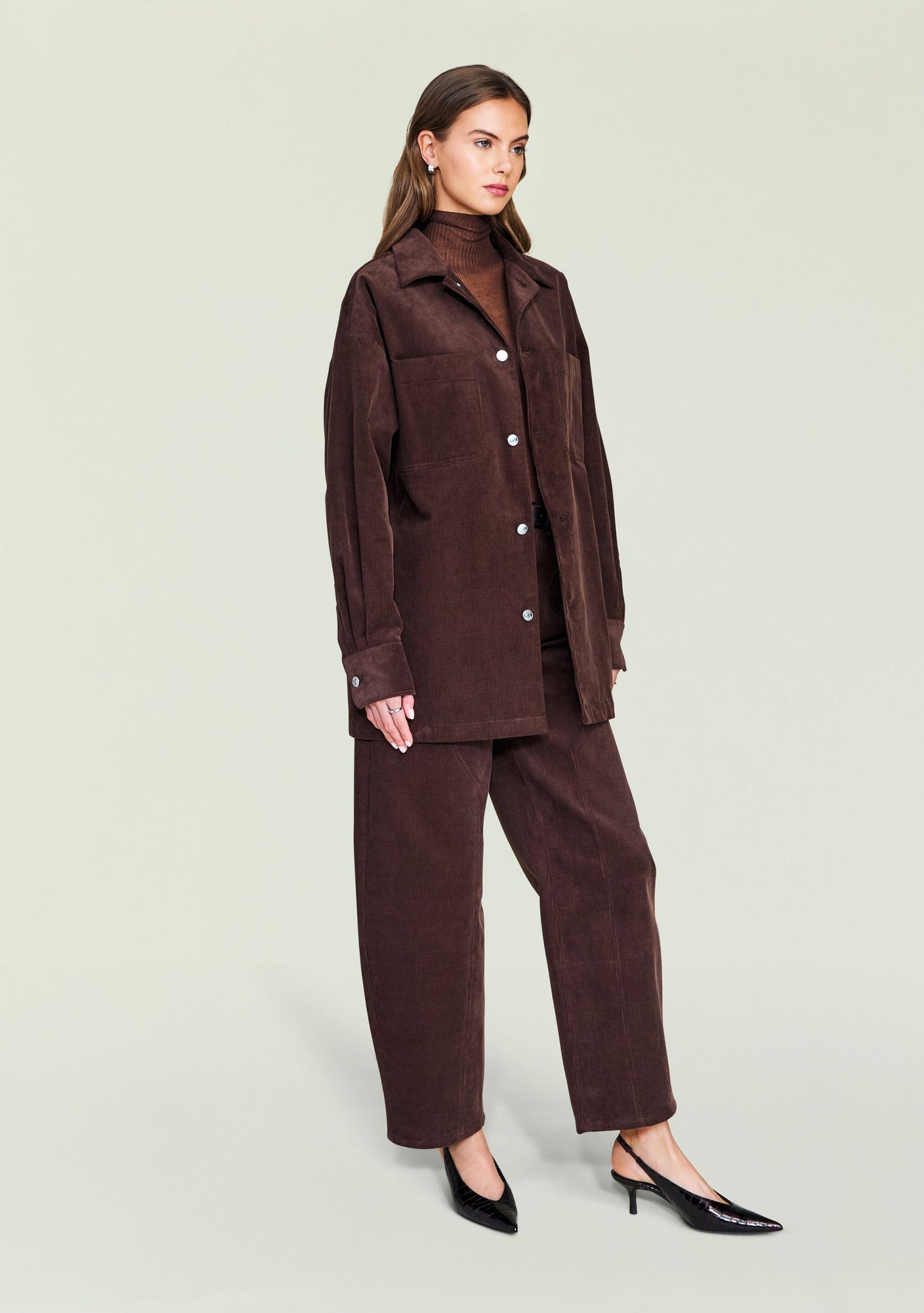 Women | April Corduroy Shacket | Slate Brown