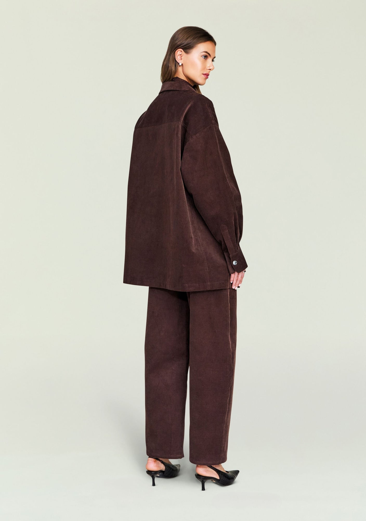 Women | April Corduroy Shacket | Slate Brown