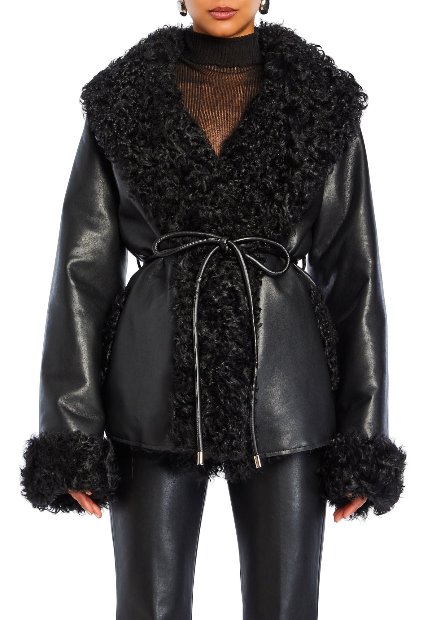 Womens | Roxanne Vegan Leather Coat | Black