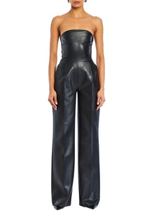 Womens | Zoe Faux Leather Jumpsuit | Black