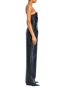 Womens | Zoe Faux Leather Jumpsuit | Black