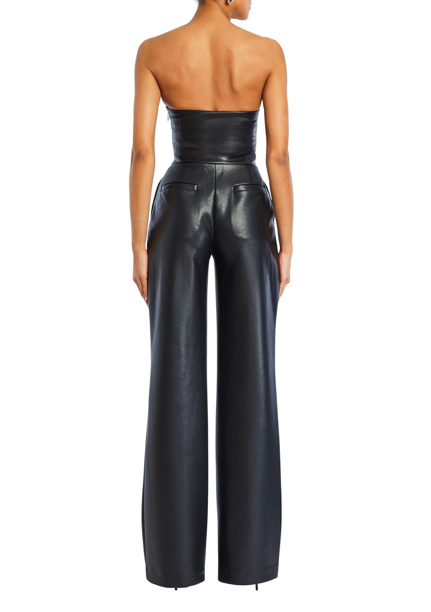 Womens | Zoe Faux Leather Jumpsuit | Black