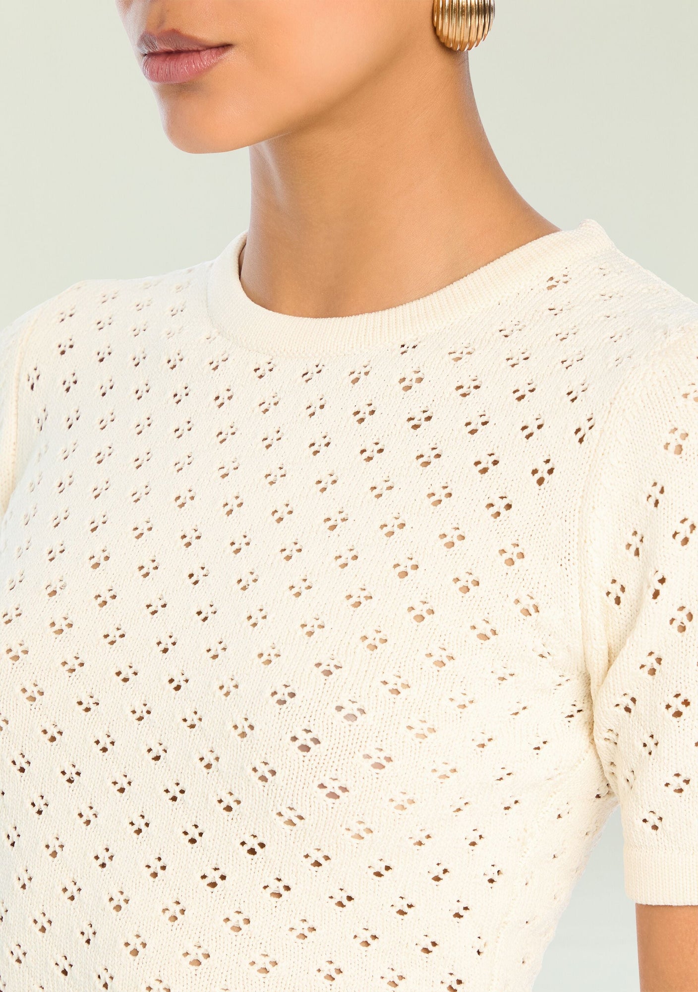 Women | Josie Pointelle Knit Top | Eggshell