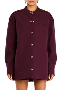Womens | Ali Crepe Shacket | Merlot
