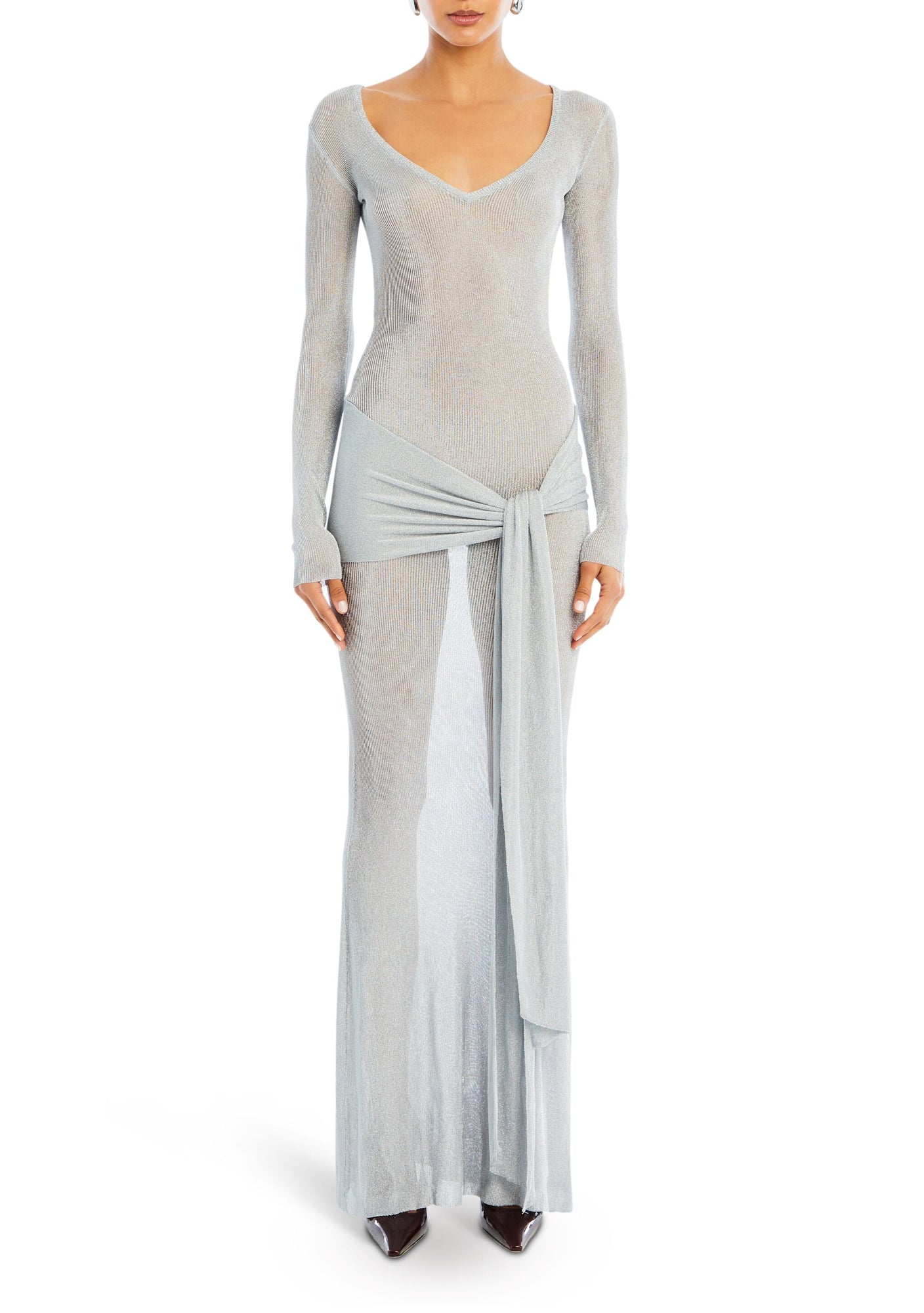 Womens | Ashera Metallic Knit Dress | Silver