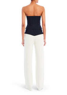 Womens | Shaina Pant | White/Navy Pinstripe