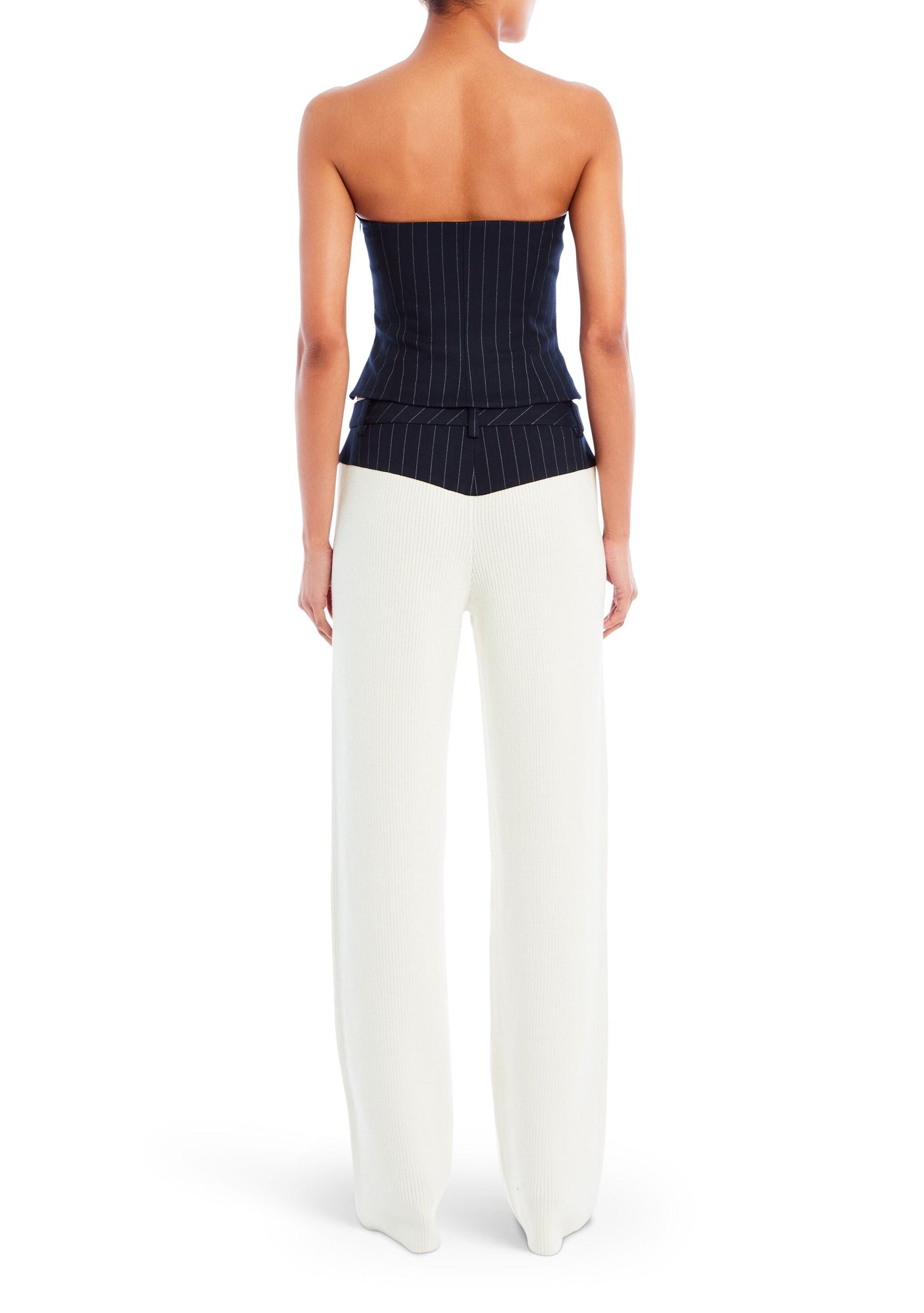 Womens | Shaina Pant | White/Navy Pinstripe