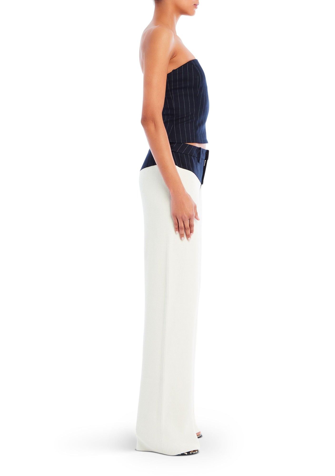 Womens | Shaina Pant | White/Navy Pinstripe