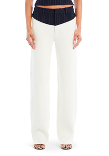 Womens | Shaina Pant | White/Navy Pinstripe