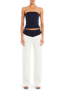 Womens | Shaina Pant | White/Navy Pinstripe