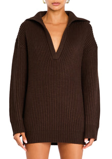 Womens | Shy Oversized Sweater Dress | Ash Brown