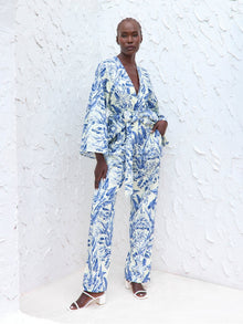 Printed Cotton Poplin Leer Pants | Toile Blu