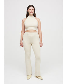 Egon Eco Stretch | Ribbed-Knit Flare Pants | Cream