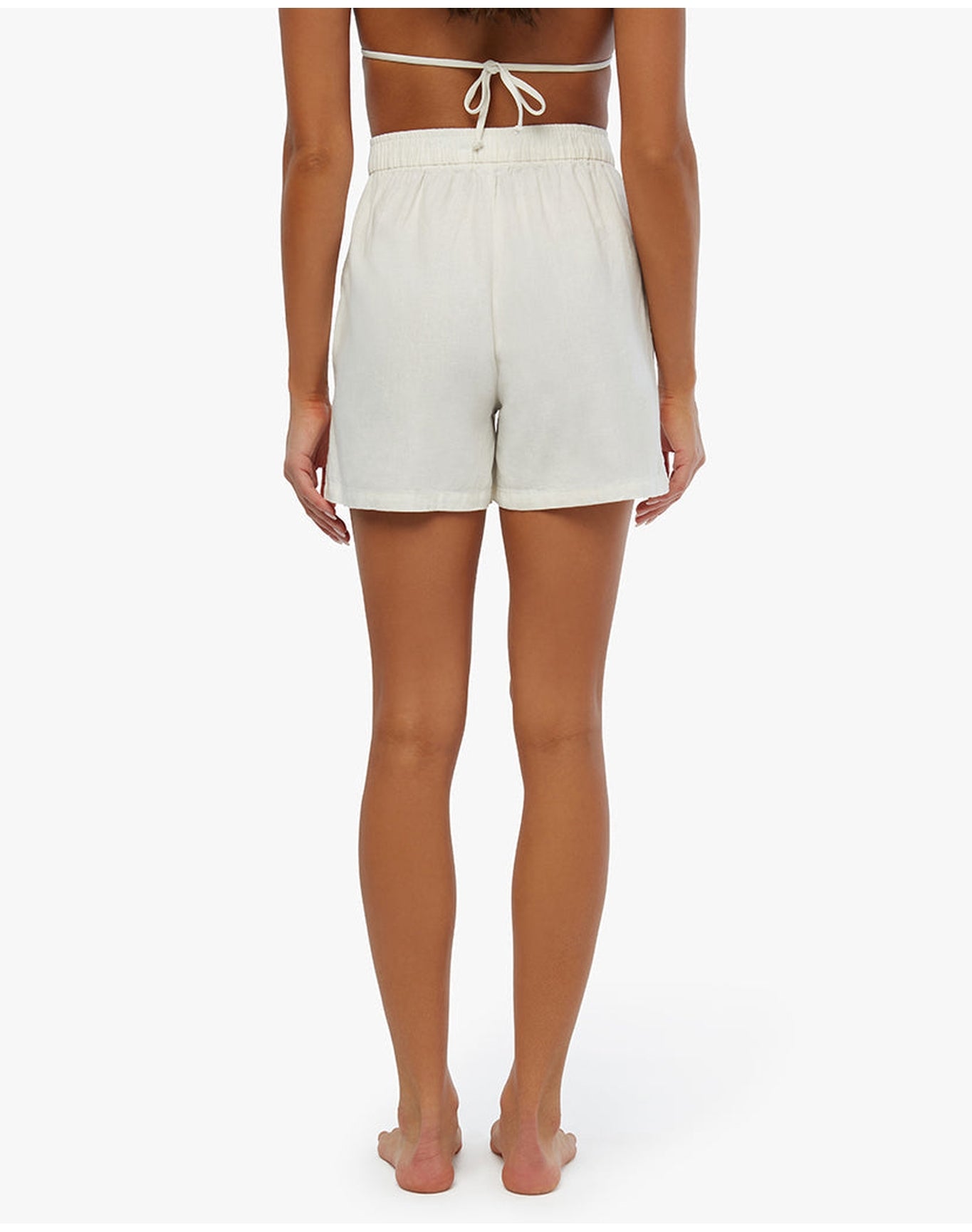 Elastic Linen Short | White