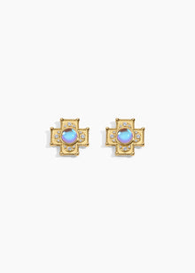 Chambers Earrings | Opal/Clear Crystal | 14K Gold Plated