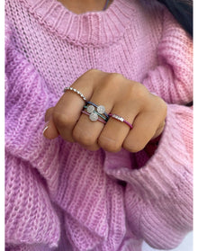 Electric Pink Baguette Diamond Ring | 14K Pink Rhodium Plated White Gold