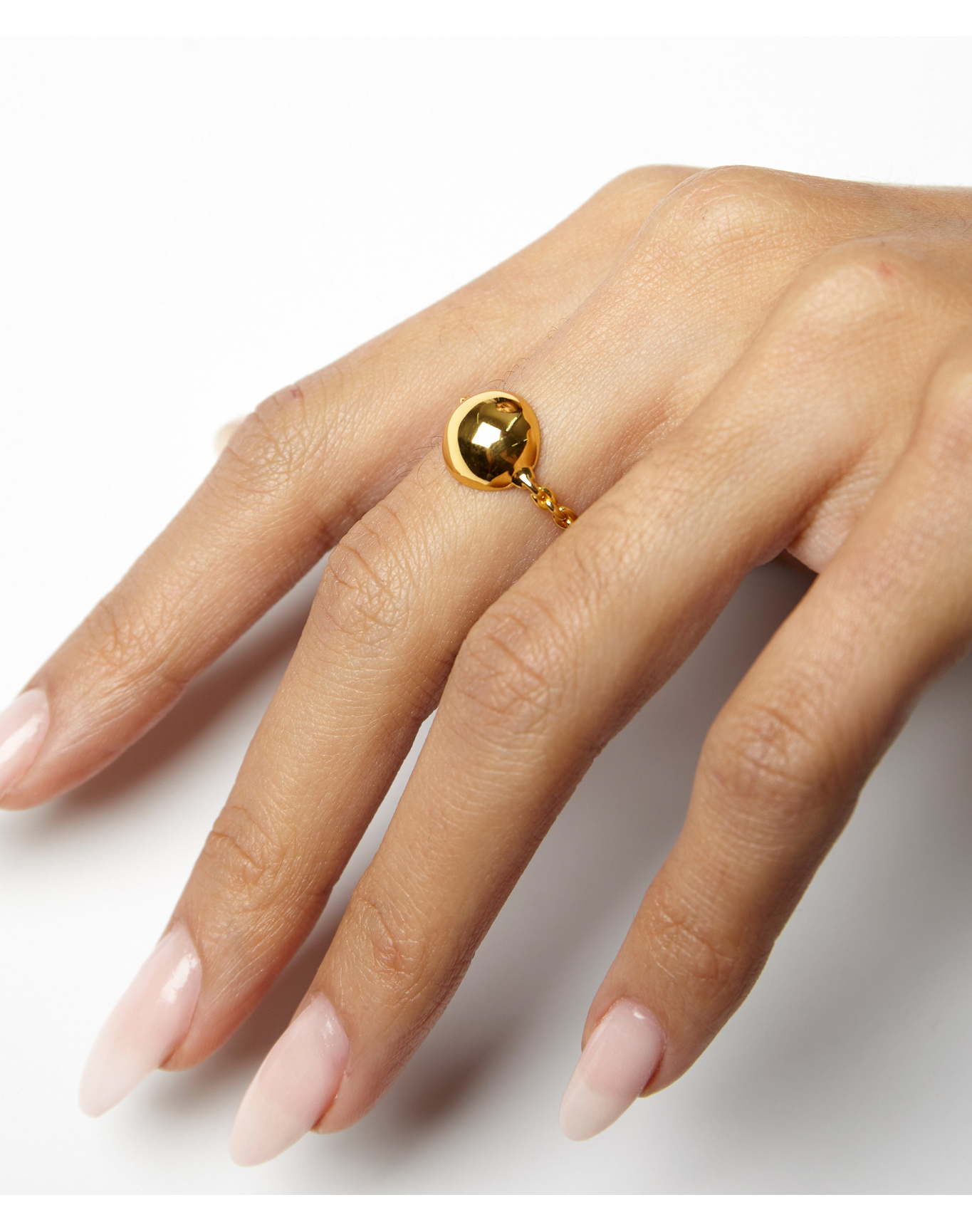 Elegant Ball & Chain Ring in Gold Vermeil or Silver | Gold Vermeil and Sterling Silver