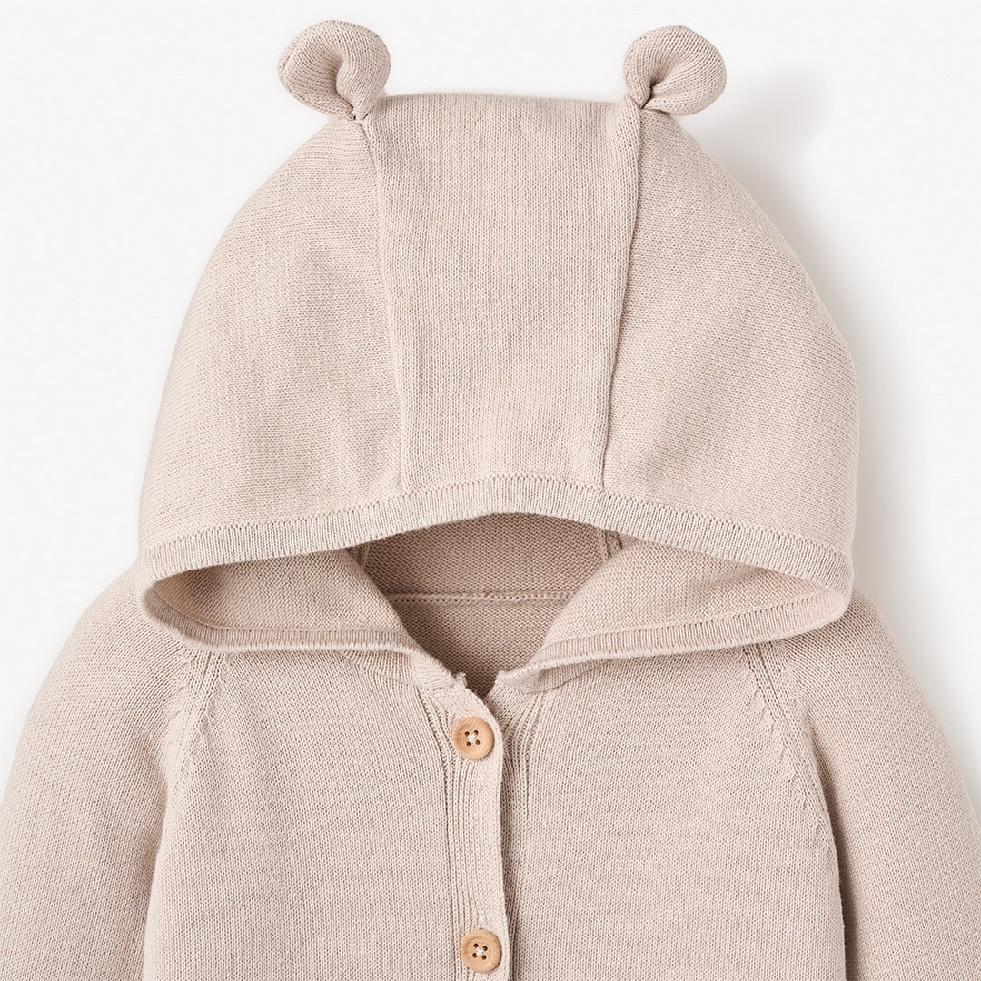 Unisex | Hooded Knit Jumpsuit | Taupe