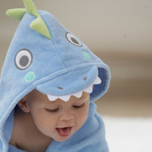 Boys | Blue Dino Hooded Baby Bath Wrap | Blue