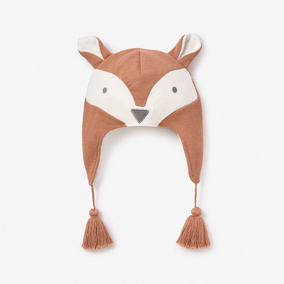 Boys | Rust Fox Aviator Knit Baby Hat | Rust