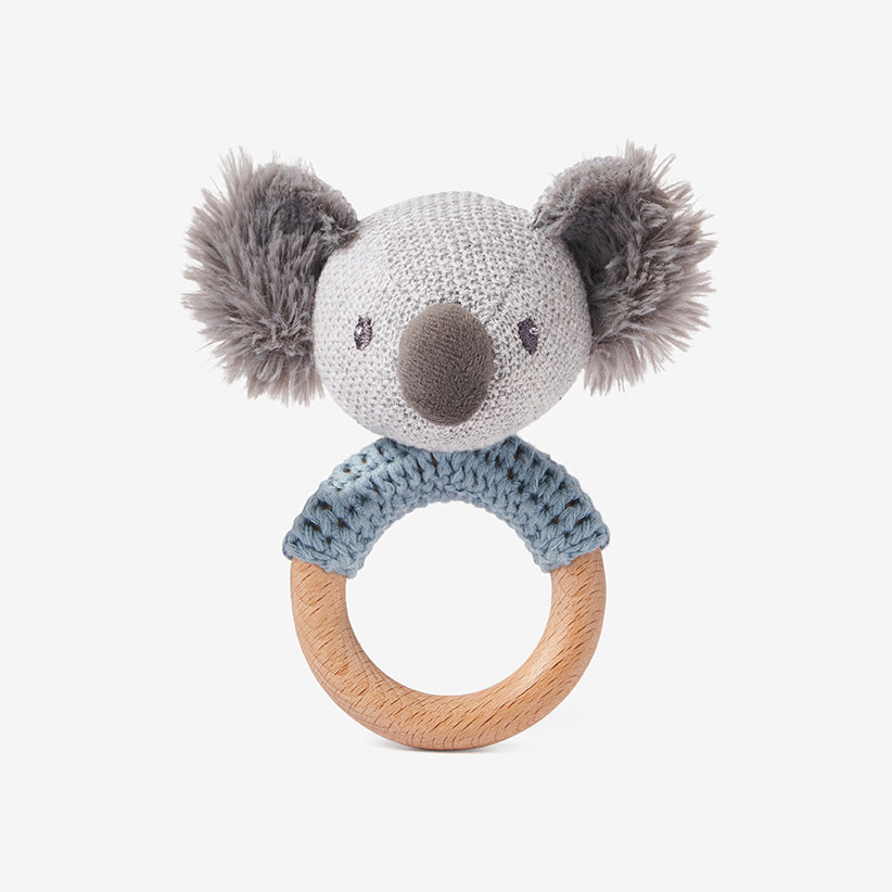 Unisex | Koala Wooden Baby Rattle | Blue