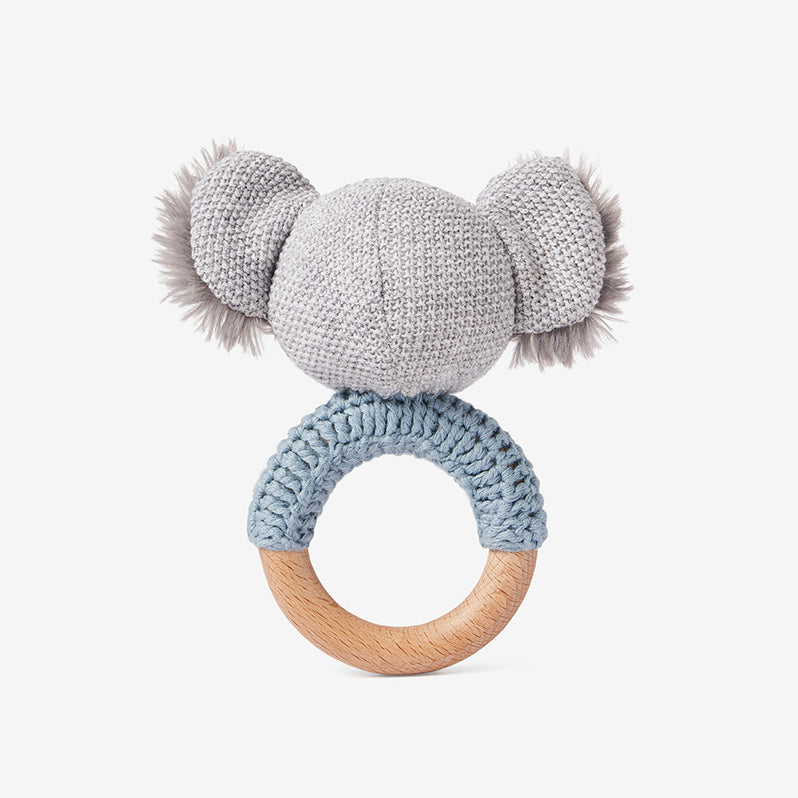 Unisex | Koala Wooden Baby Rattle | Blue