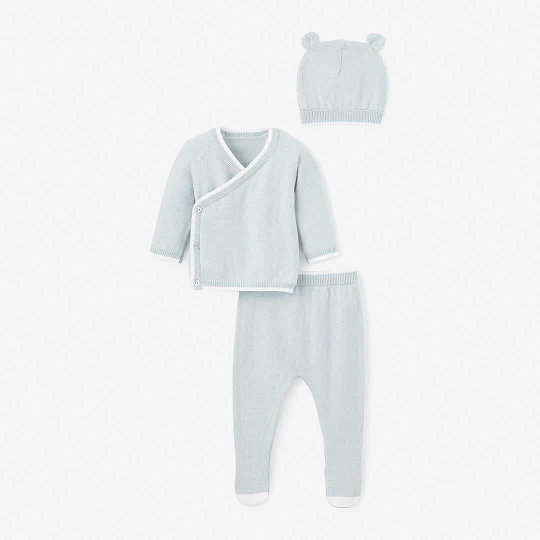 Boys | Pale Blue Cashmere Baby Layette Set | Blue