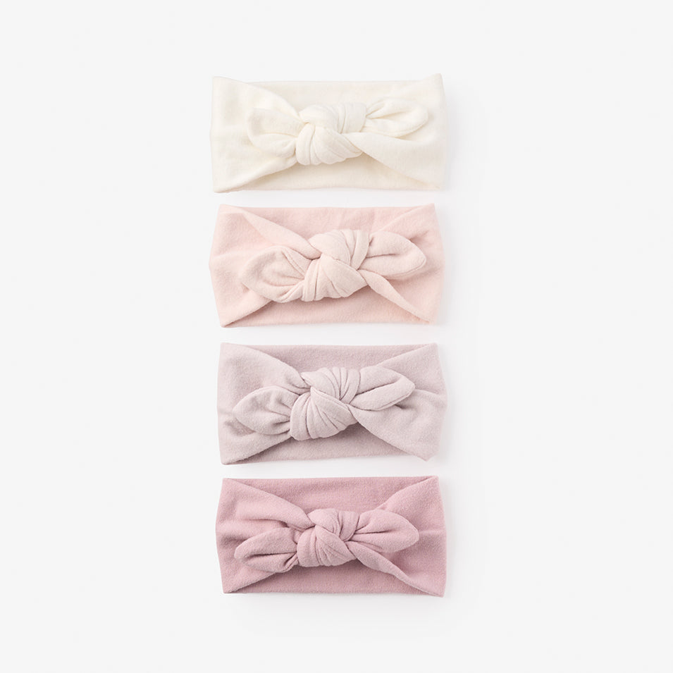 Girls | Brushed Cotton Knotted Bow Headband 4 Pack | Multi