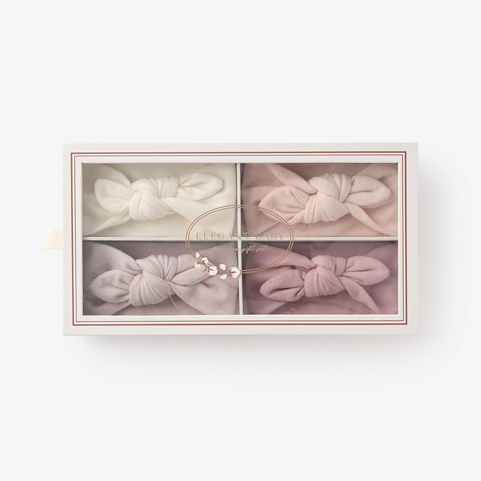 Girls | Brushed Cotton Knotted Bow Headband 4 Pack | Multi
