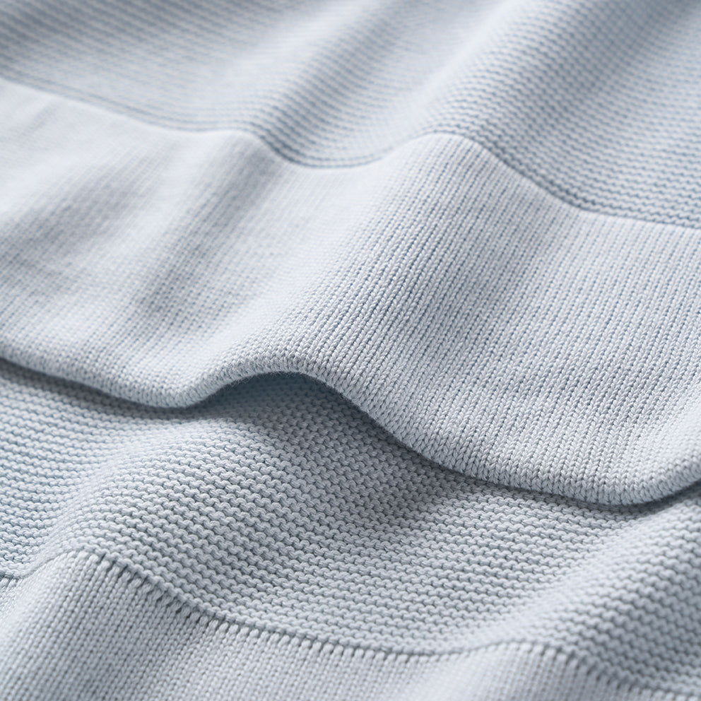 Boys | Pale Blue Sofia + Finn Knit Baby Blanket | Blue