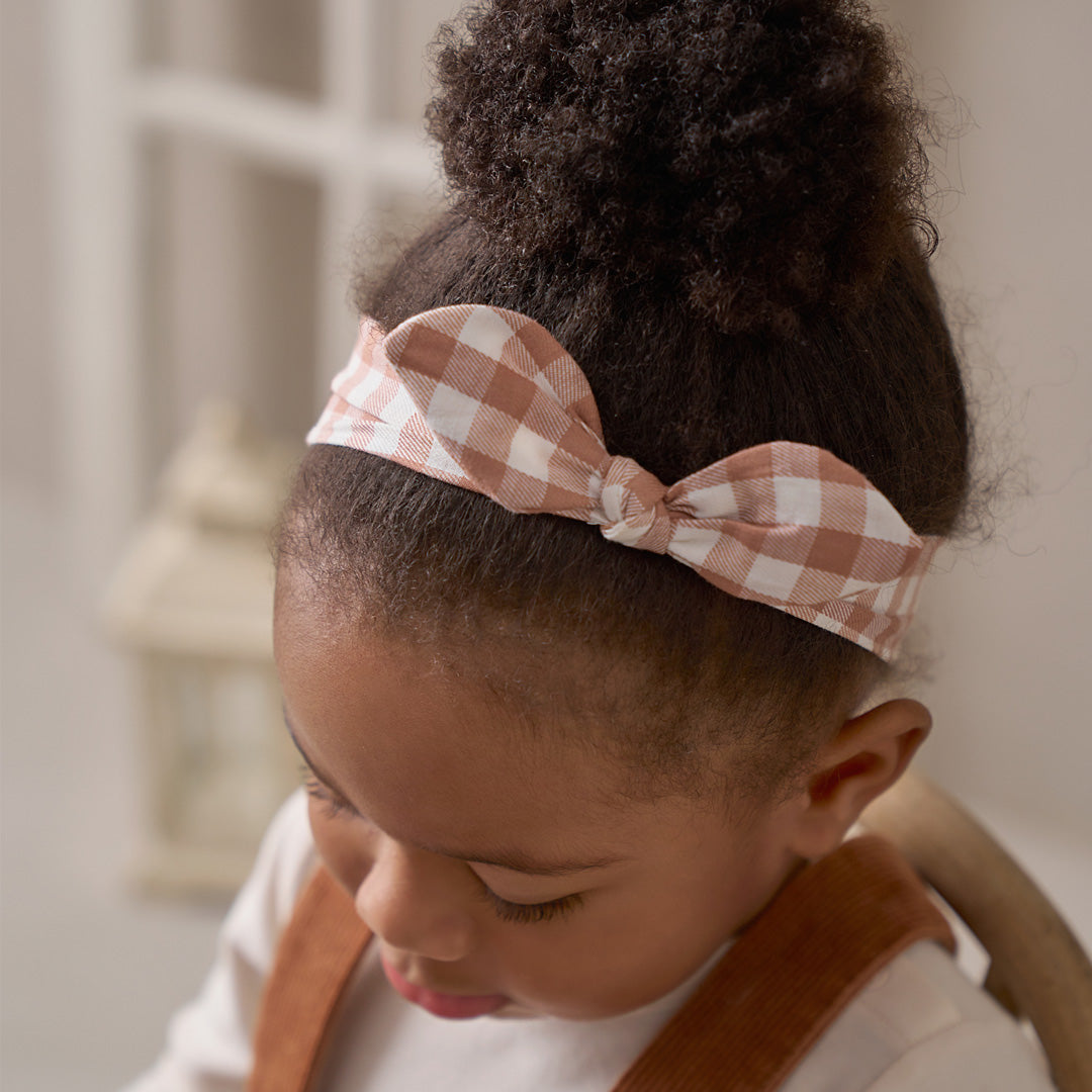 Girls | Rust Gingham Knotted Bow Headband | Rust