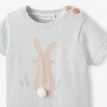 Boys | Pale Blue Bunny Knit Shortall Romper | Blue
