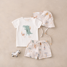 Boys | Alligator Knit Pullover + Seaside Safari Organic Muslin Short Set | Multi