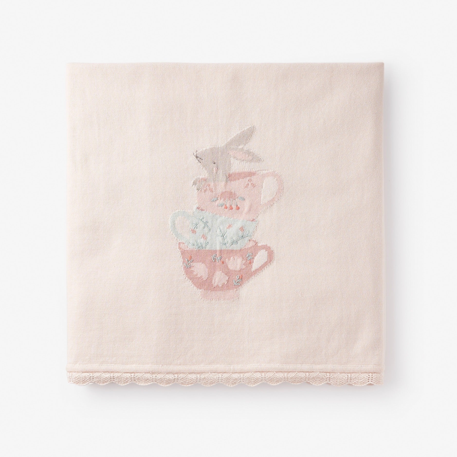 Girls | Tea Party Cotton Knit Blanket | Pink