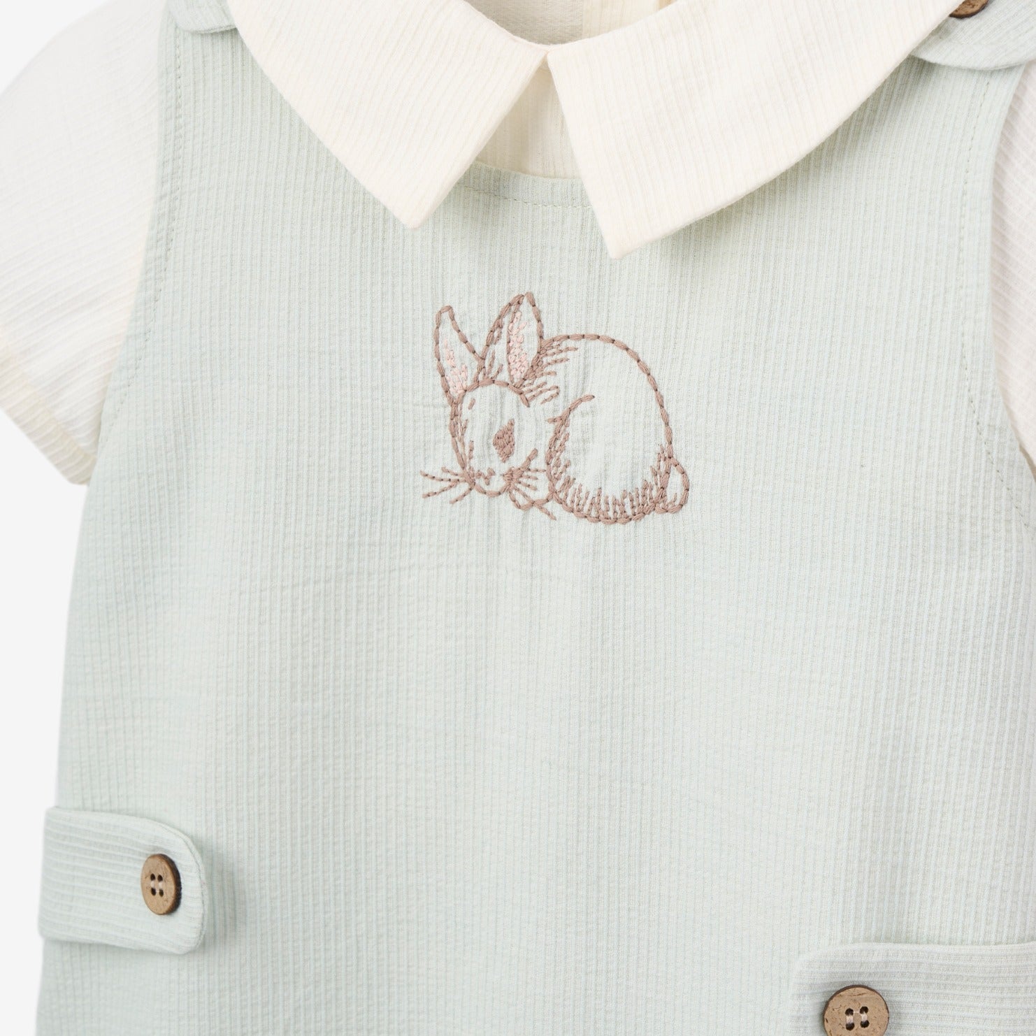 Boys | Bunny Embroidered Jon Jon | Aqua