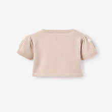 Girls | Embroidered Floral Bolero Cotton Knit Cardigan | Taupe