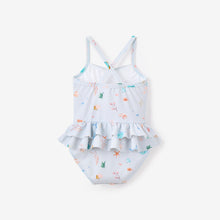 Girls | Pale Blue Ocean Adventure Baby Ruffle Swimsuit | Blue