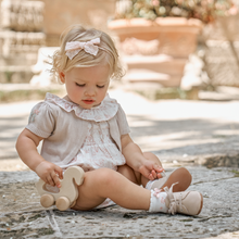 Girls | Embroidered Floral Bolero Cotton Knit Cardigan | Taupe