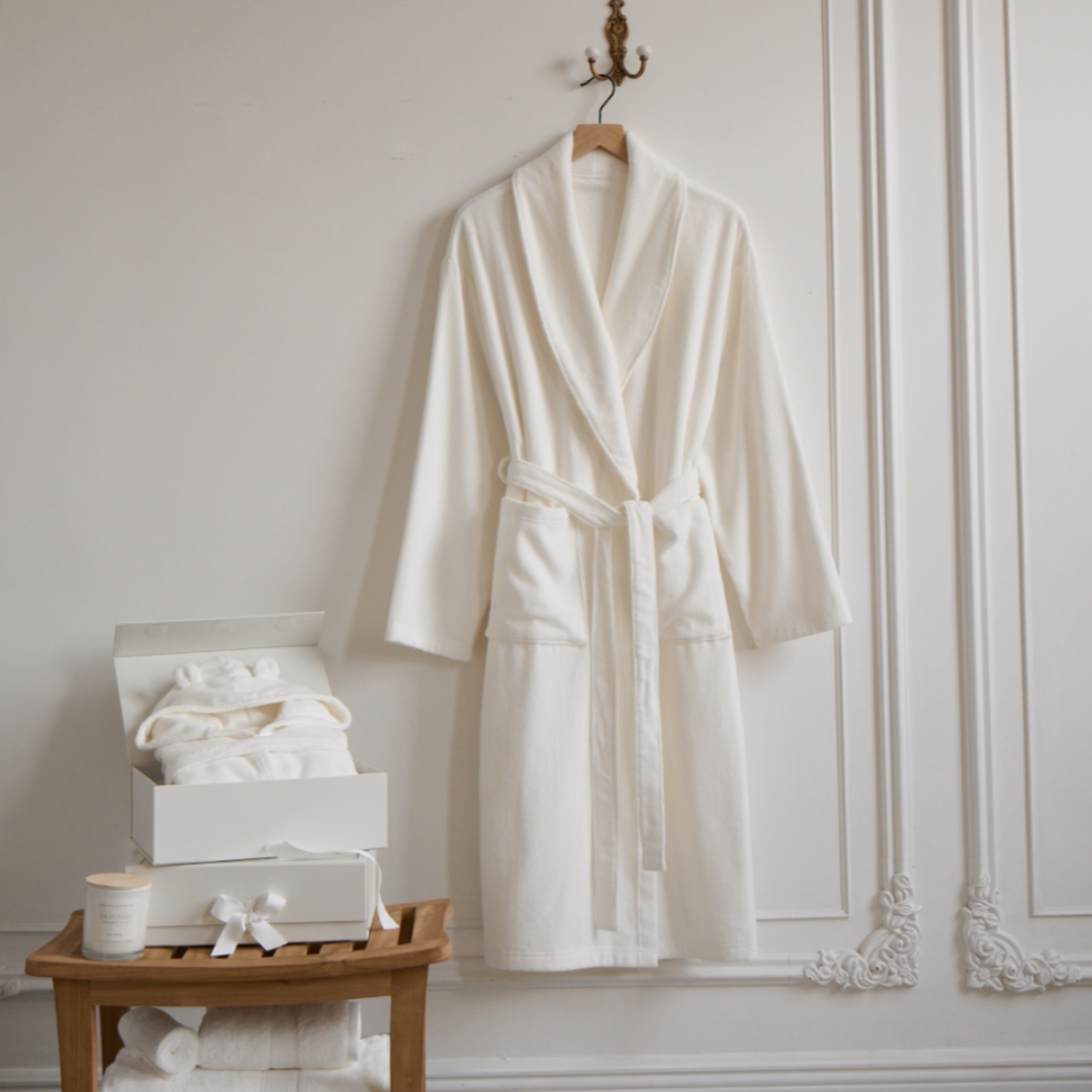 Unisex | White Adult O/S Terry Bath Robe | White