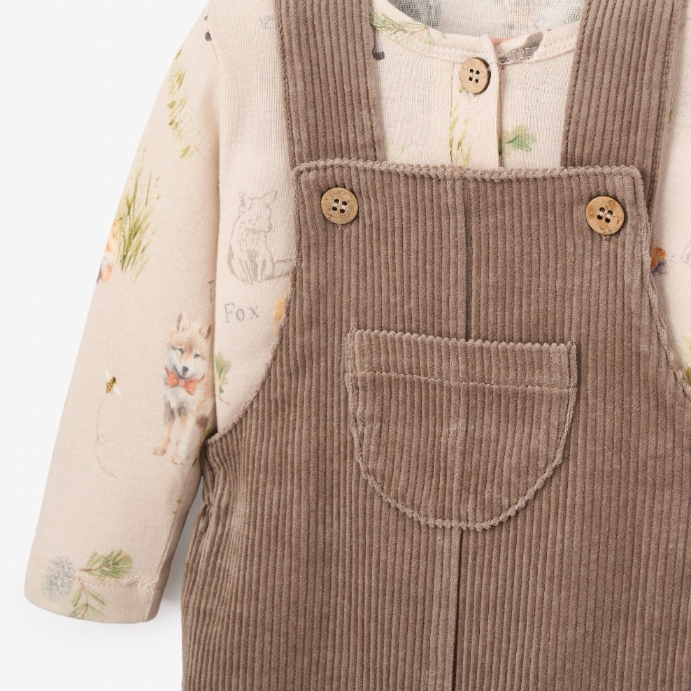 Boys | Wilderness Henley + Corduroy Overall Set | Brown