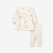 Girls | Holiday Organic Flece Shirt + Pant Set | White