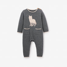 Boys | Wolf Knit Baby Jumpsuit | Dark Gray