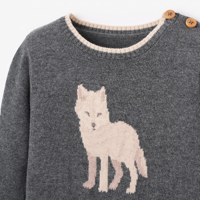 Boys | Wolf Knit Baby Jumpsuit | Dark Gray
