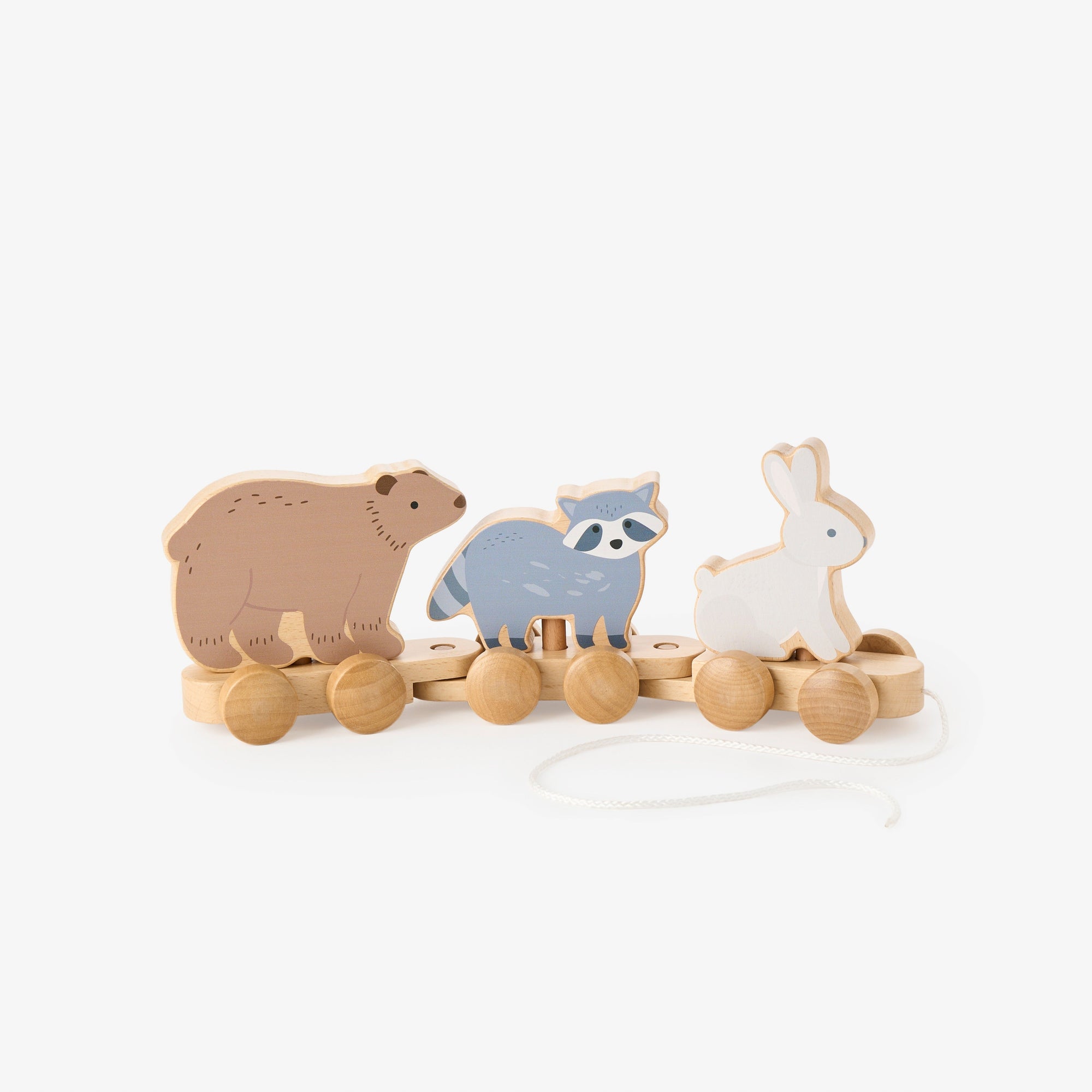 Unisex | Wooden Forest Animal Pull Toy | Multi