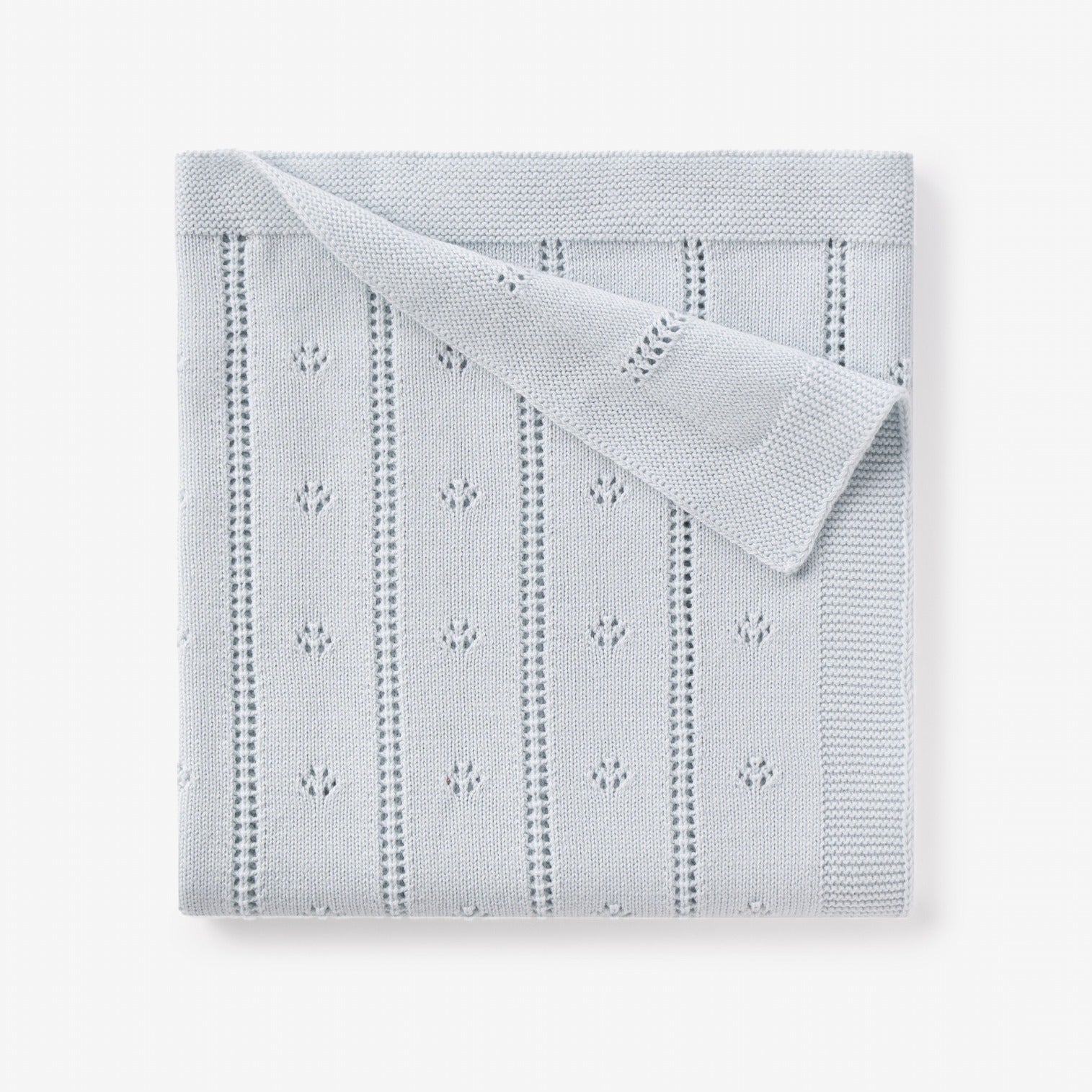 Boys | Pale Blue Pointelle Knit Baby Blanket | Blue