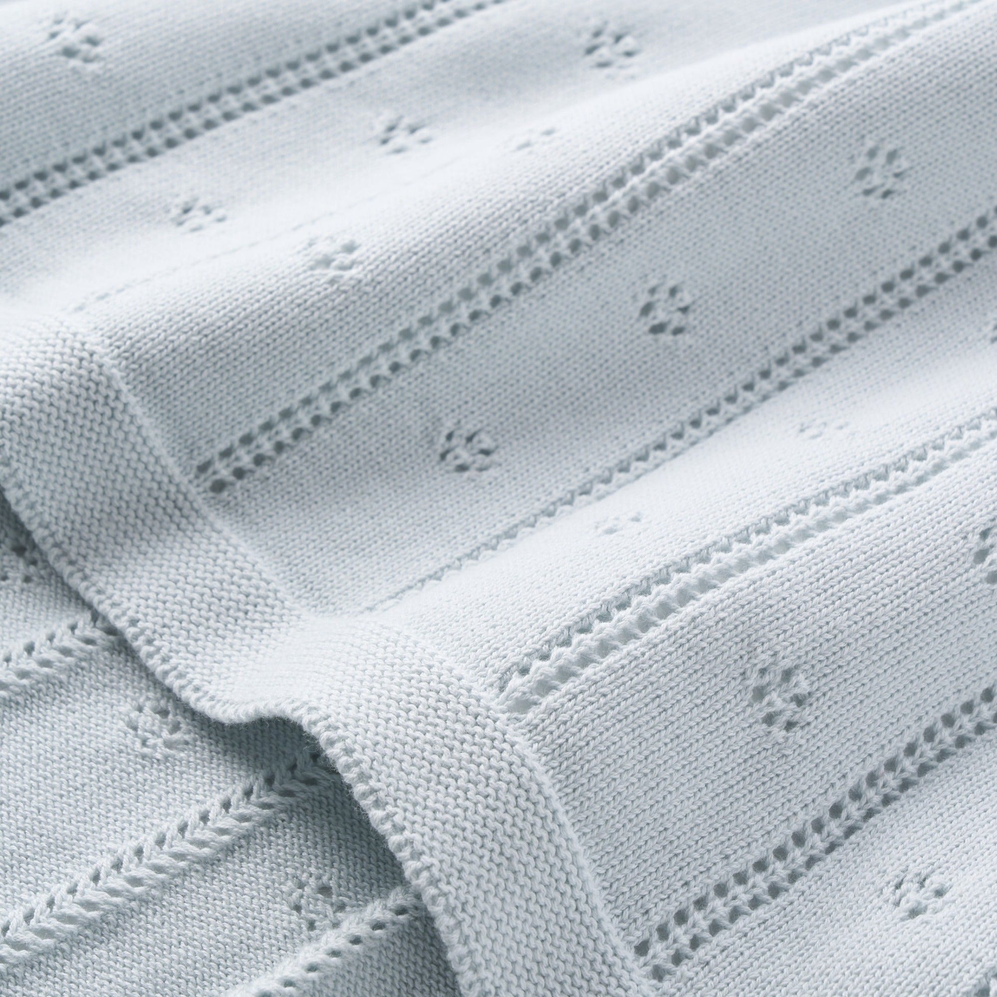 Boys | Pale Blue Pointelle Knit Baby Blanket | Blue