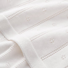 Unisex | Cream Pointelle Knit Baby Blanket | White