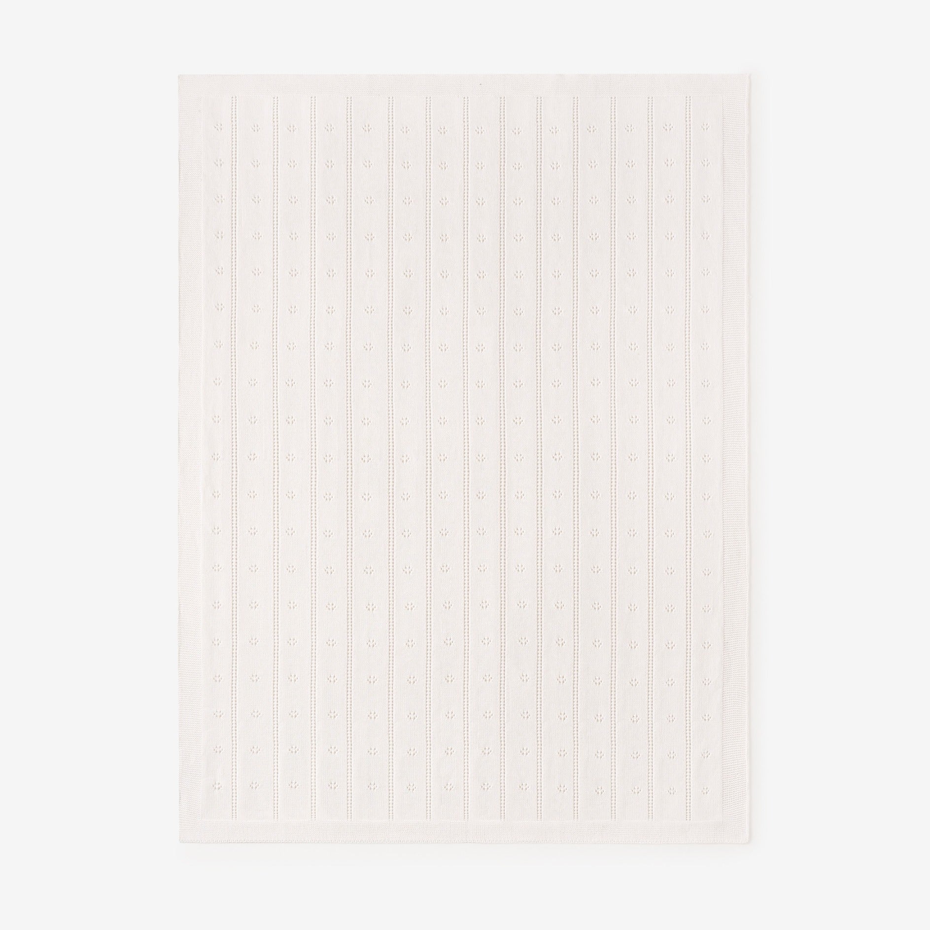 Unisex | Cream Pointelle Knit Baby Blanket | White