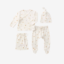 Unisex | Neutral Safari Print Organic Cotton Pointelle Layette 3 Pc Gift Set | Multi