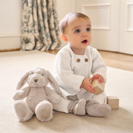 Unisex | Whisper White Sofia + Finn Knit Baby Cardigan | White